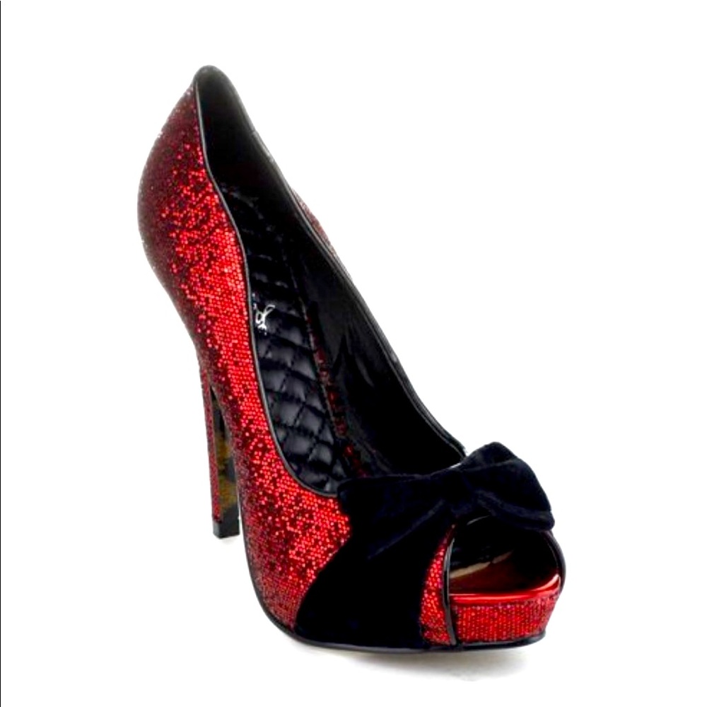 Red glitter heels